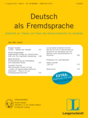 Deutsch Als Fremdsprache-zeitschrift Zur Theorie Und Praxis Des Faches Deutsch A杂志